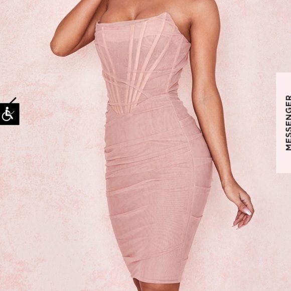 House of CB Blush/Nude Tulle Corset Dress - Picture 2 of 6